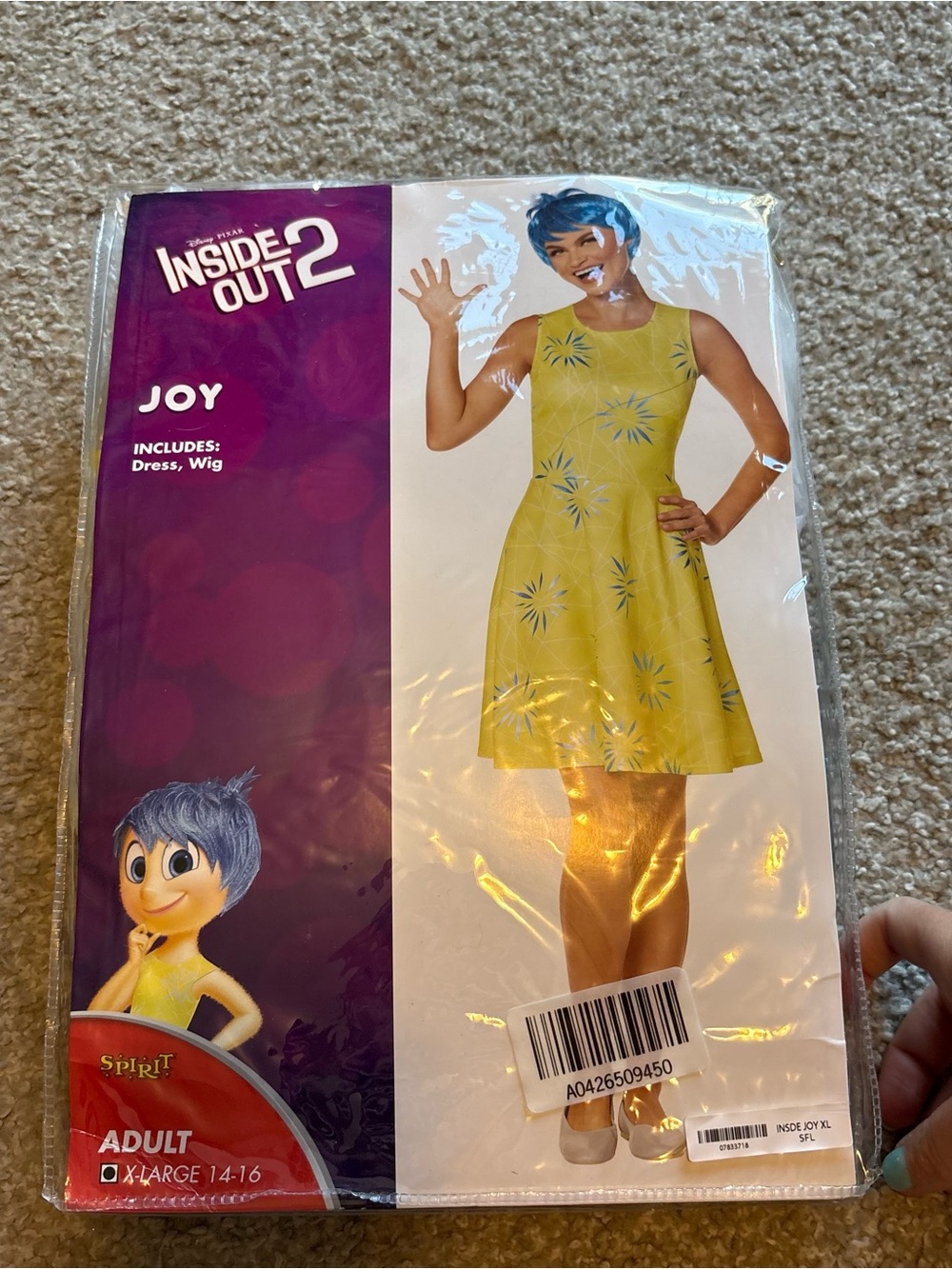 Disney Inside Out Joy Costume W/ wig XL Halloween adult world land cruise new
